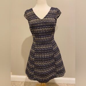 Lilly Pulitzer, blue and gold fit, and flare dress size 8